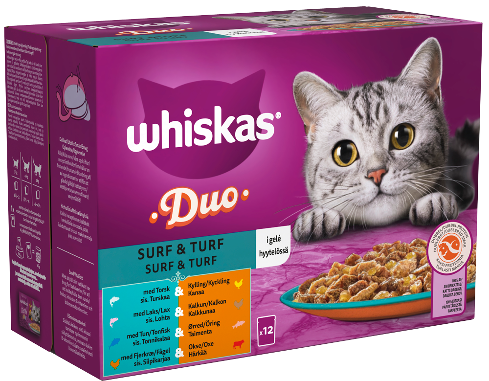 Whiskas Tasty Duo 1+ Land & Hav i Gelé